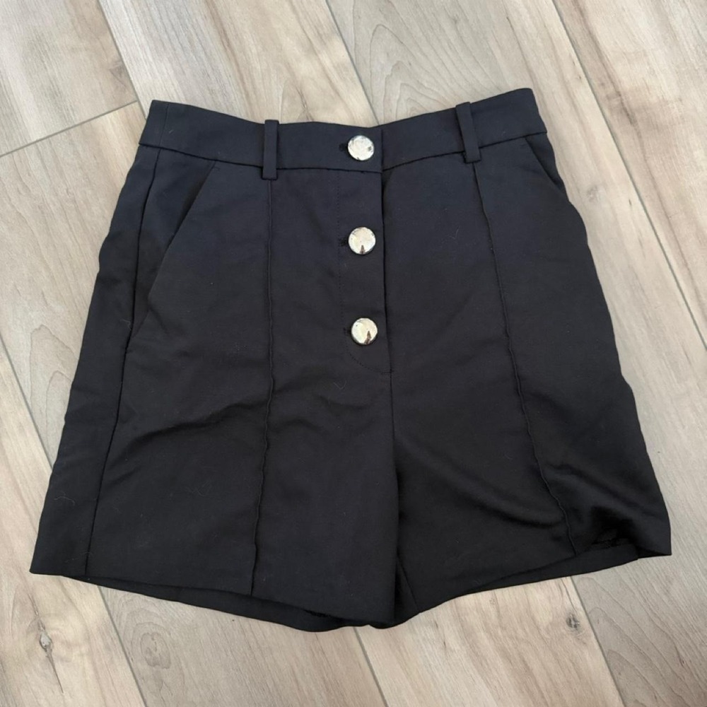 Zara black mini shorts with button detail in a US S
